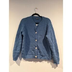 PrettyGarden 100% Cotton Textured Knit Button Front Cardigan – Size L